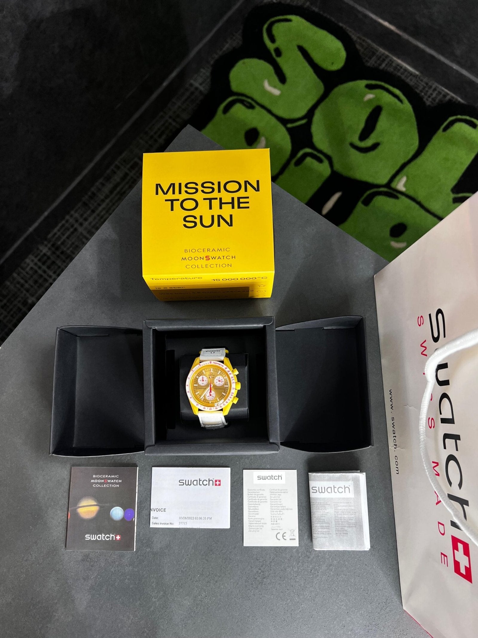Swatch X Omega Bioceramic Moonswatch Mission To The Moon Sun With Kit