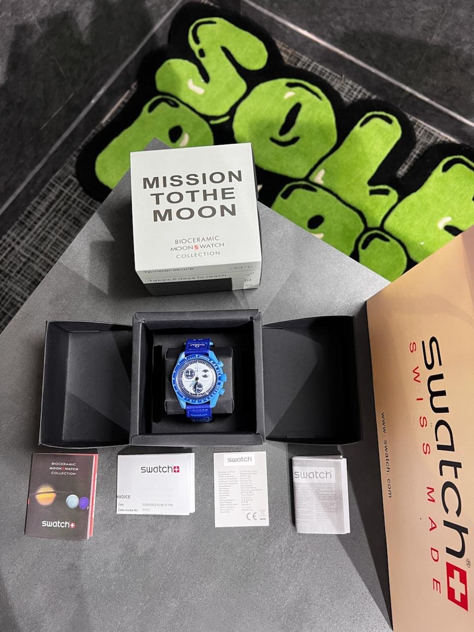 Swatch X Omega Bioceramic Moonswatch Mission To Moon Blue With Kit