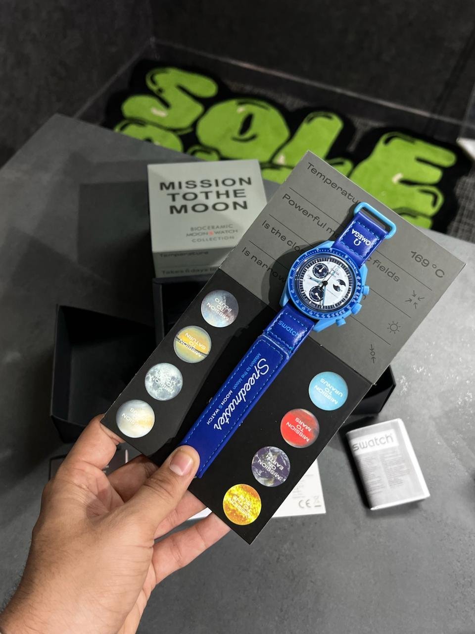Swatch X Omega Bioceramic Moonswatch Mission To Moon Blue With Kit