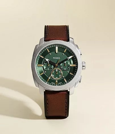 FOSSIL MACHINE CHRONOGRAPH BROWN LETHER WRIST WATCH (2025 MODEL)