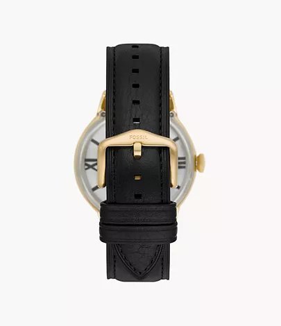 FOSSIL TOWNSMAN AUTOMATIC (BLACK/GOLDEN) AUTOMATIC LETHER WRIST WATCH