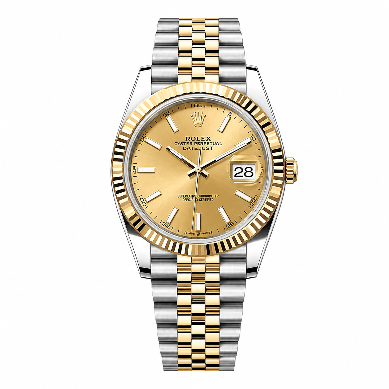 Rolex Datejust Gold Silver Gold Dial Metal Watch