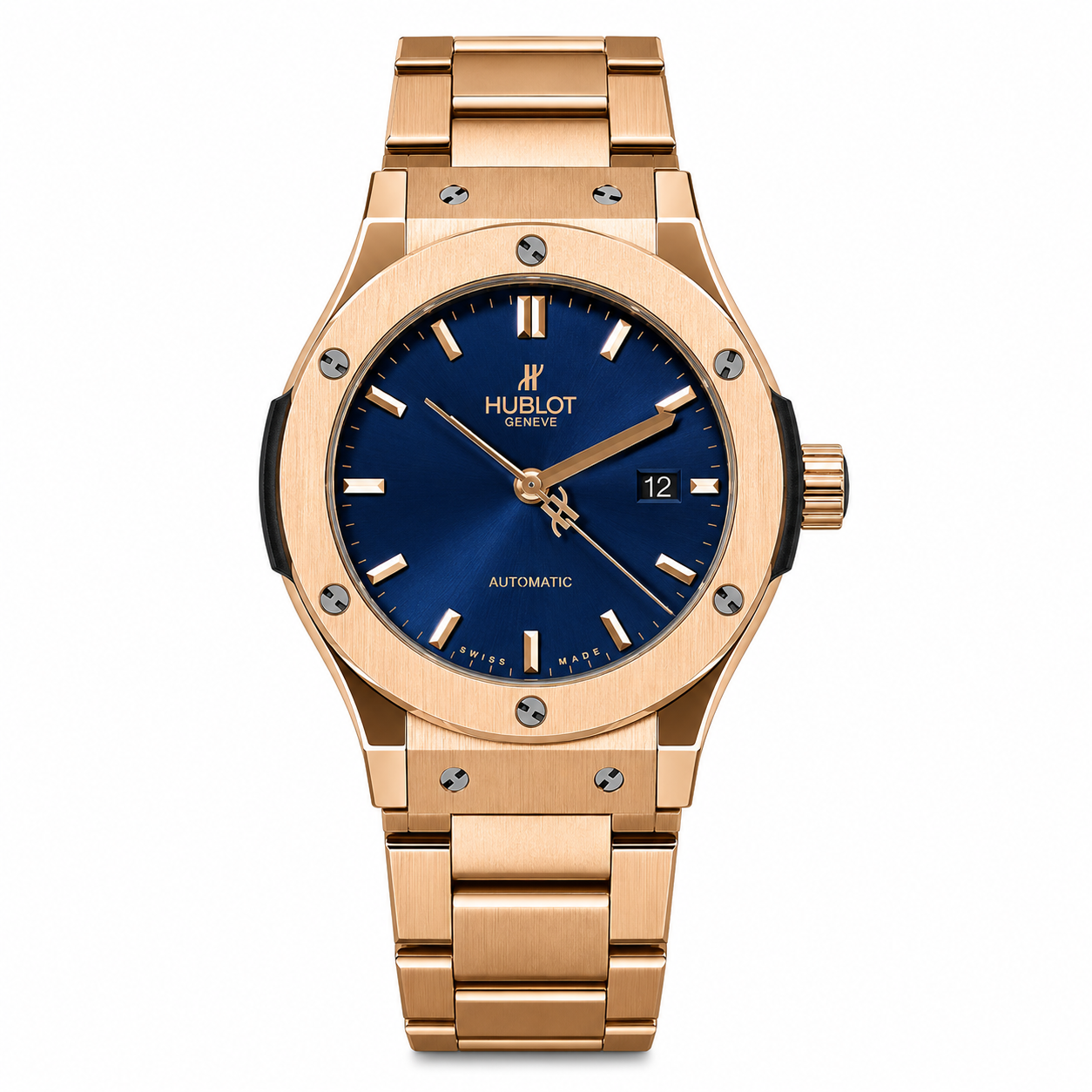 Hublot Automatic Japanese Machine watch (Golden with Royal Blue Dial)