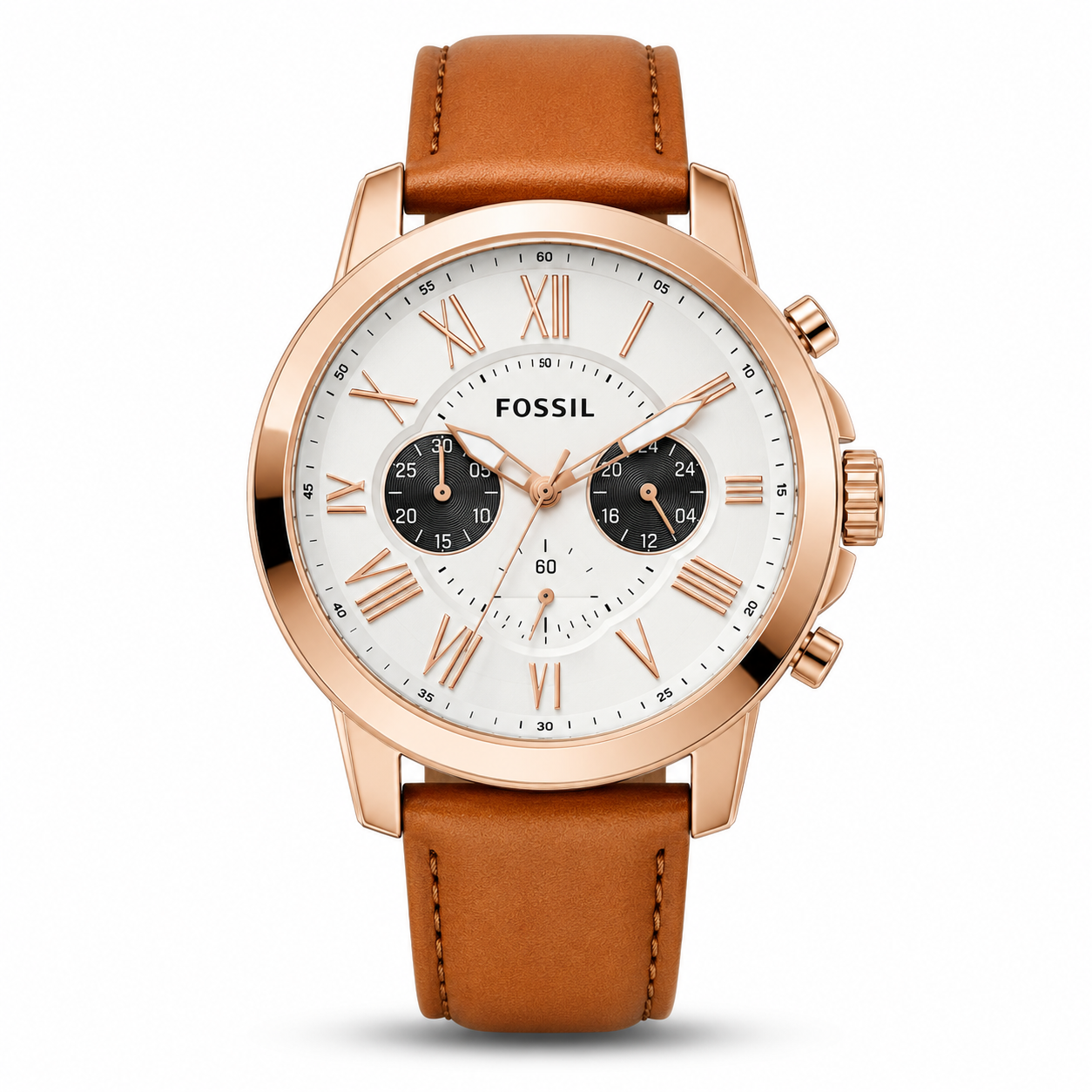 Fossil Grant Leather Belt Black Copper Watch Copy