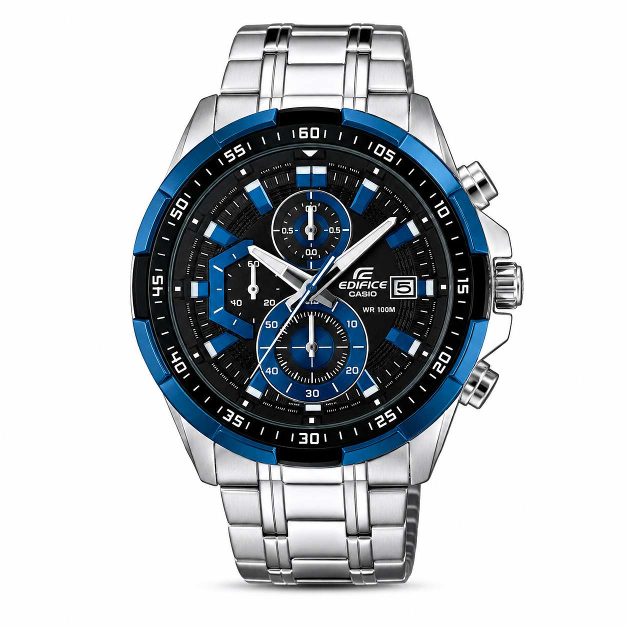 Edifice Silver Blue Metal Watch