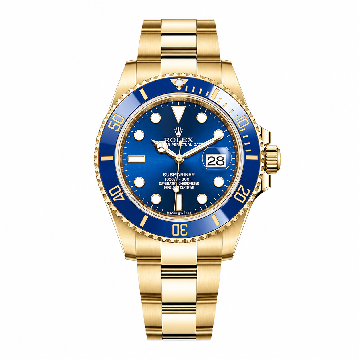 Rolex Submarine yellow gold and a blue dial date