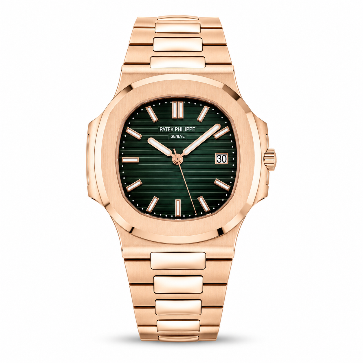Patek Phillipe Nautilus Rosegold Black Dial Metal Watch