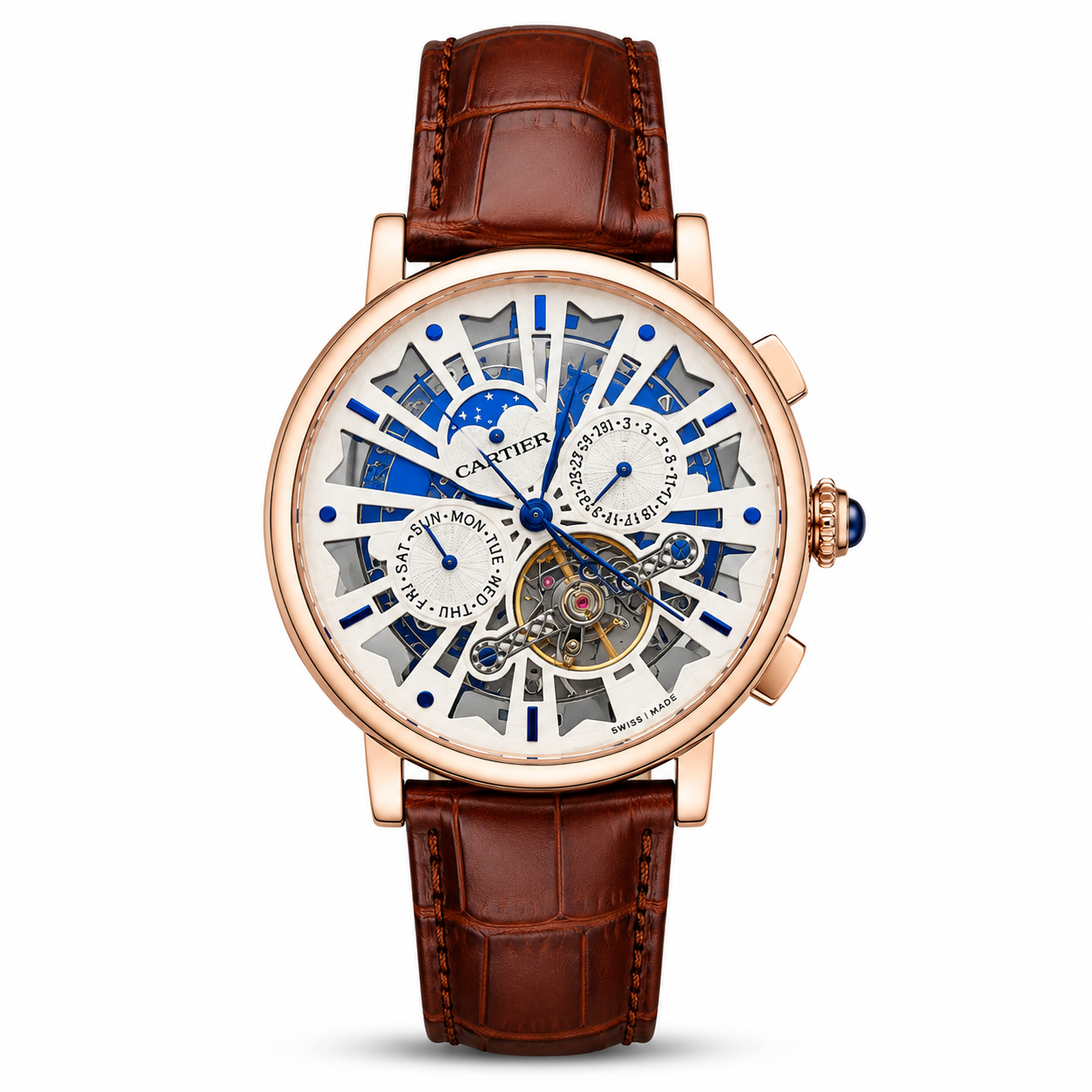 Cartier Leather Brown Automatic Watch C