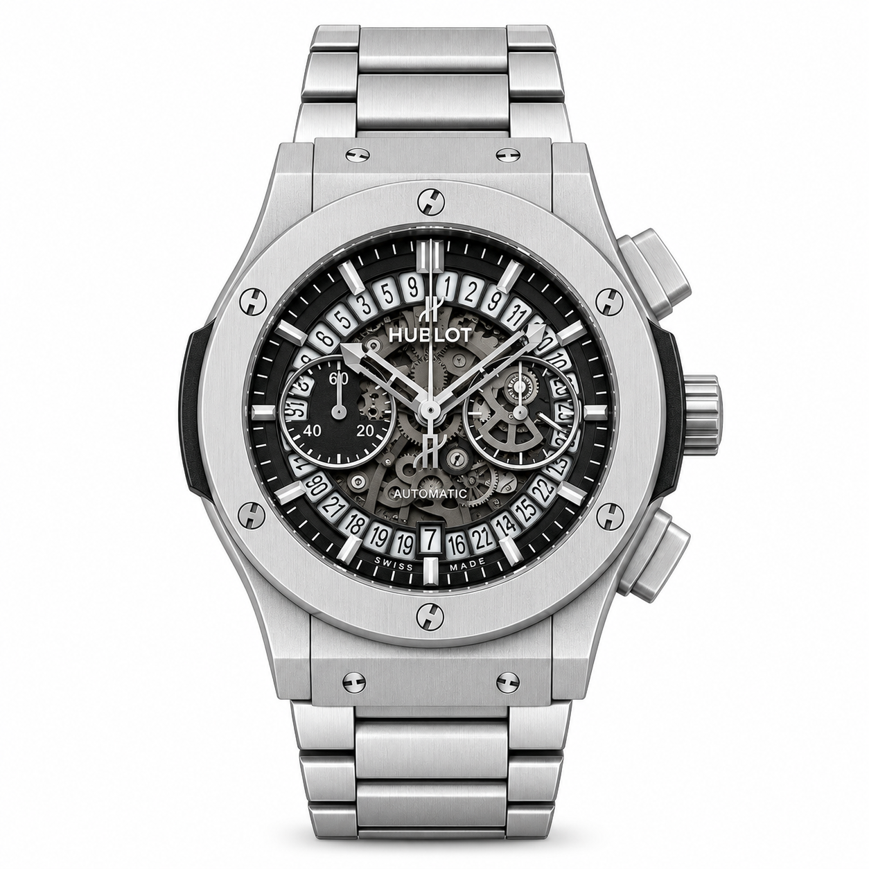 Hublot Silver Grey Automatic Metal Watch
