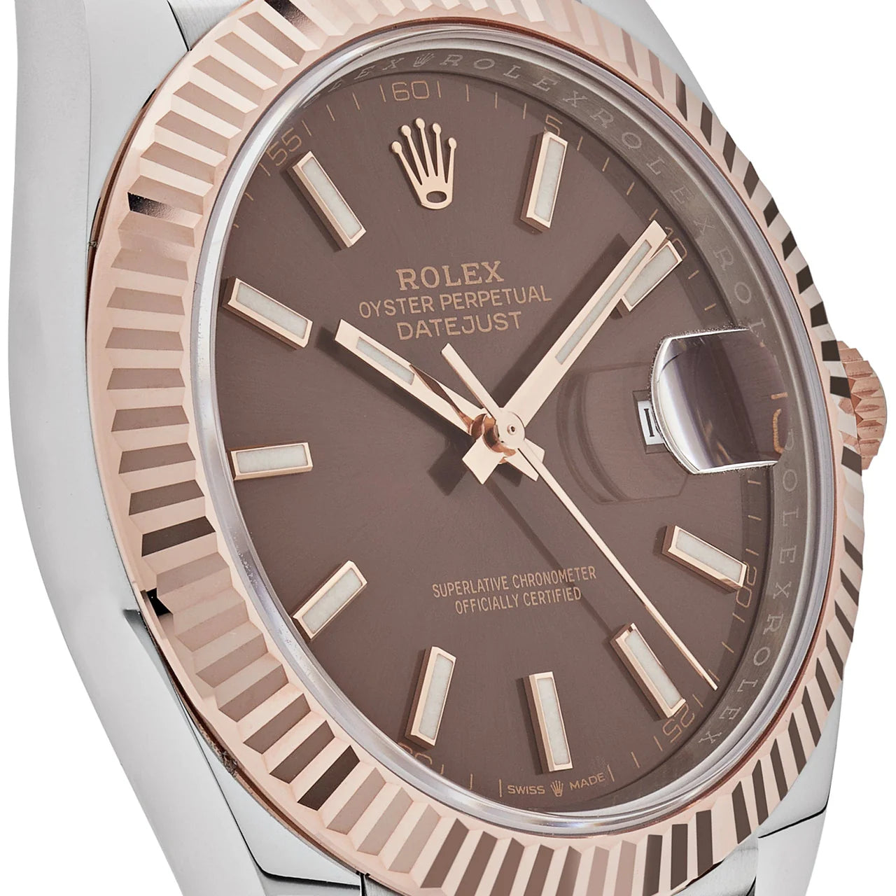 Rolex Date just 41 Two-Toned Rose Gold Stainless Steel Brown Dial
