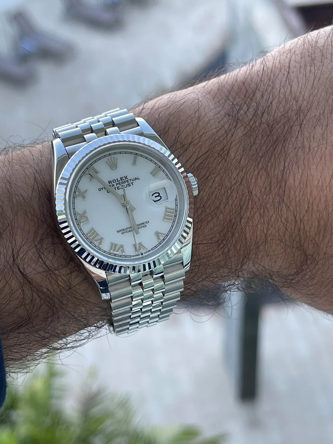 Rolex Date just 36 white dial