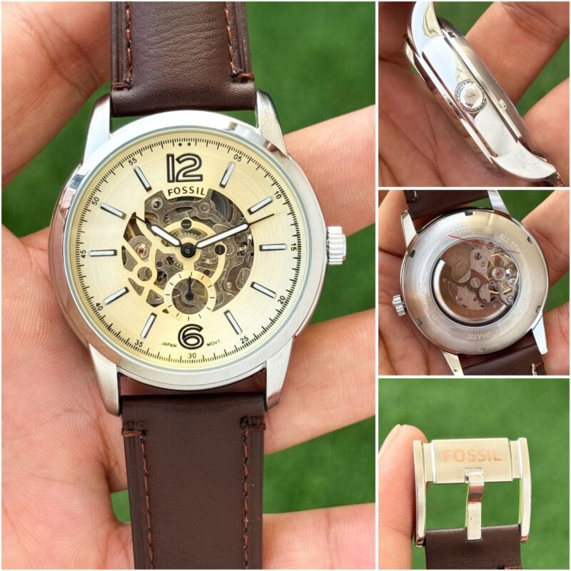 Fossil Heritage Automatic Brown Leather Watch (CREAM WASH) (2025)