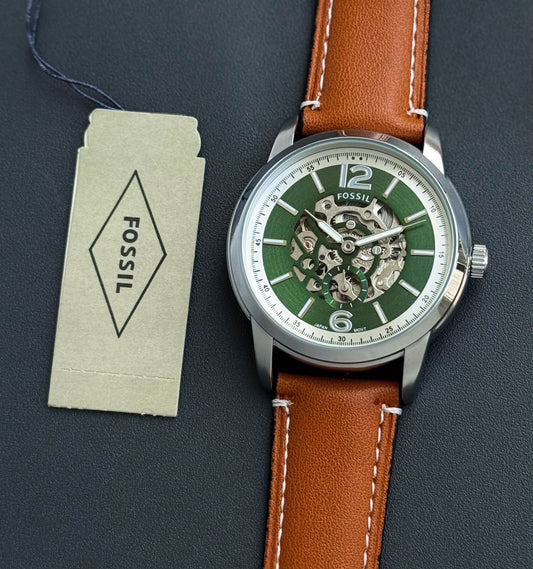 Fossil Heritage Automatic Brown Leather Watch (GREEN) (2025)
