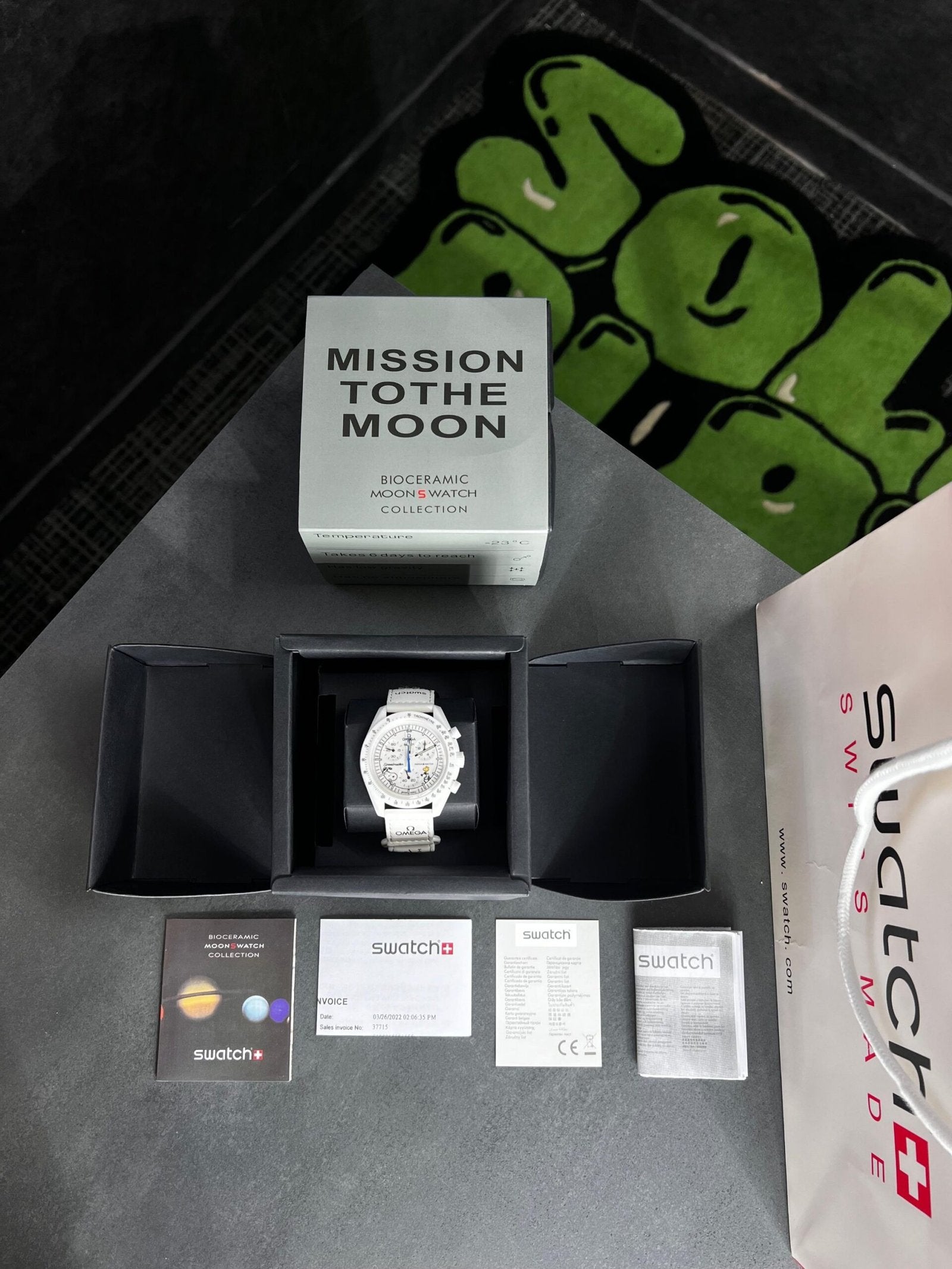 Swatch X Omega Bioceramic Moonswatch Mission To The Moon White With Kit