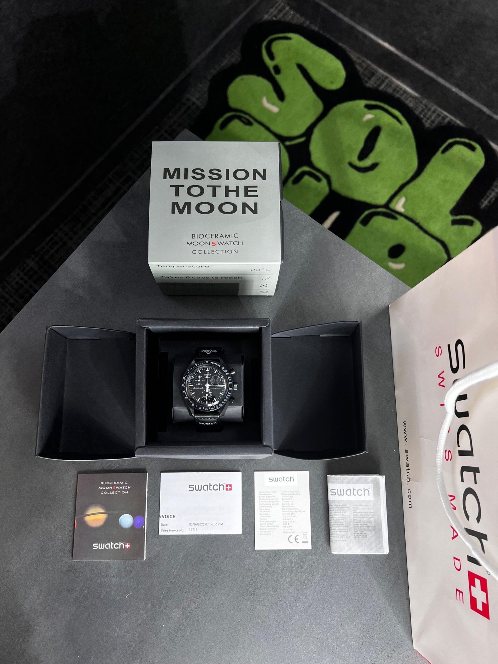 Swatch X Omega Bioceramic Moonswatch Mission To Moon Black With Kit
