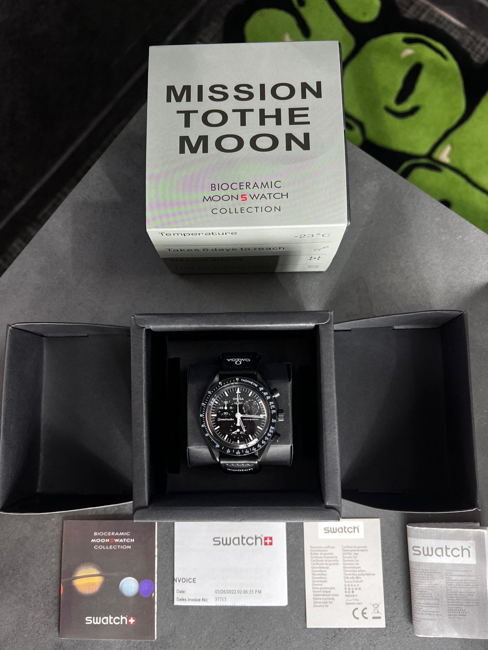 Swatch X Omega Bioceramic Moonswatch Mission To Moon Black With Kit