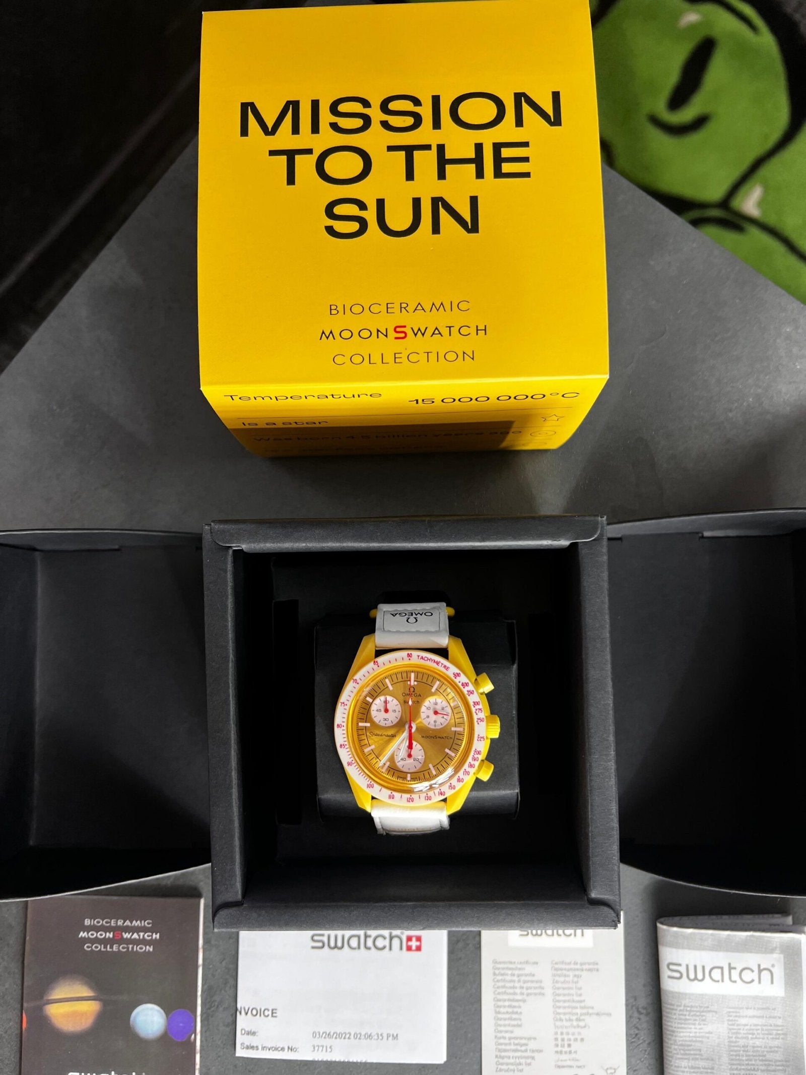 Swatch X Omega Bioceramic Moonswatch Mission To The Moon Sun With Kit