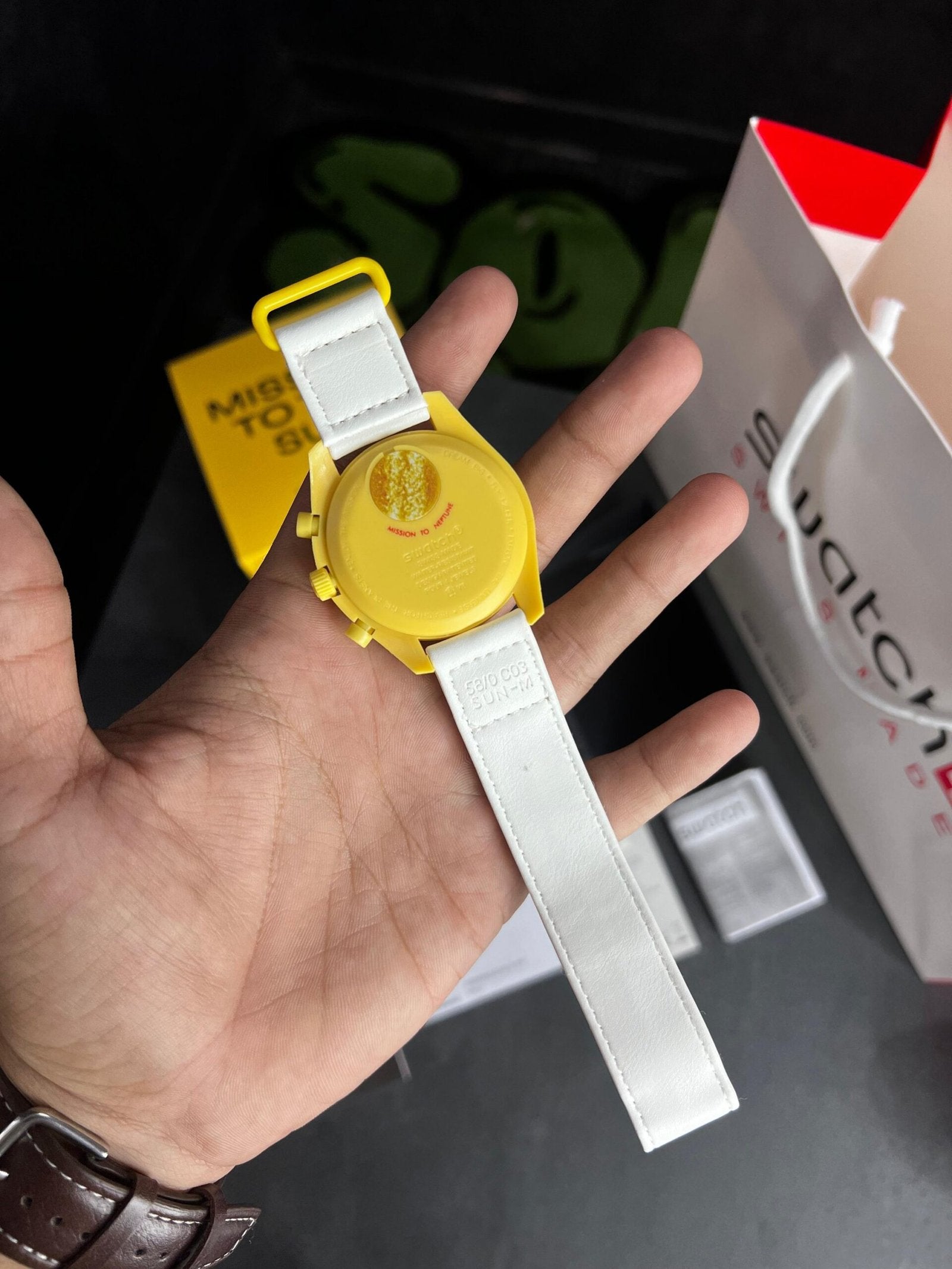 Swatch X Omega Bioceramic Moonswatch Mission To The Moon Sun With Kit