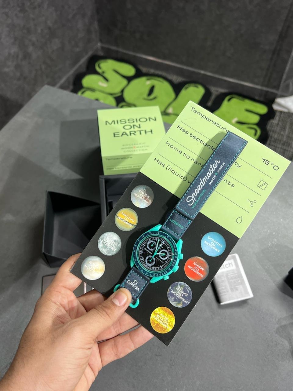 Swatch X Omega Bioceramic Moonswatch Mission To The Moon Earth Blue With Kit