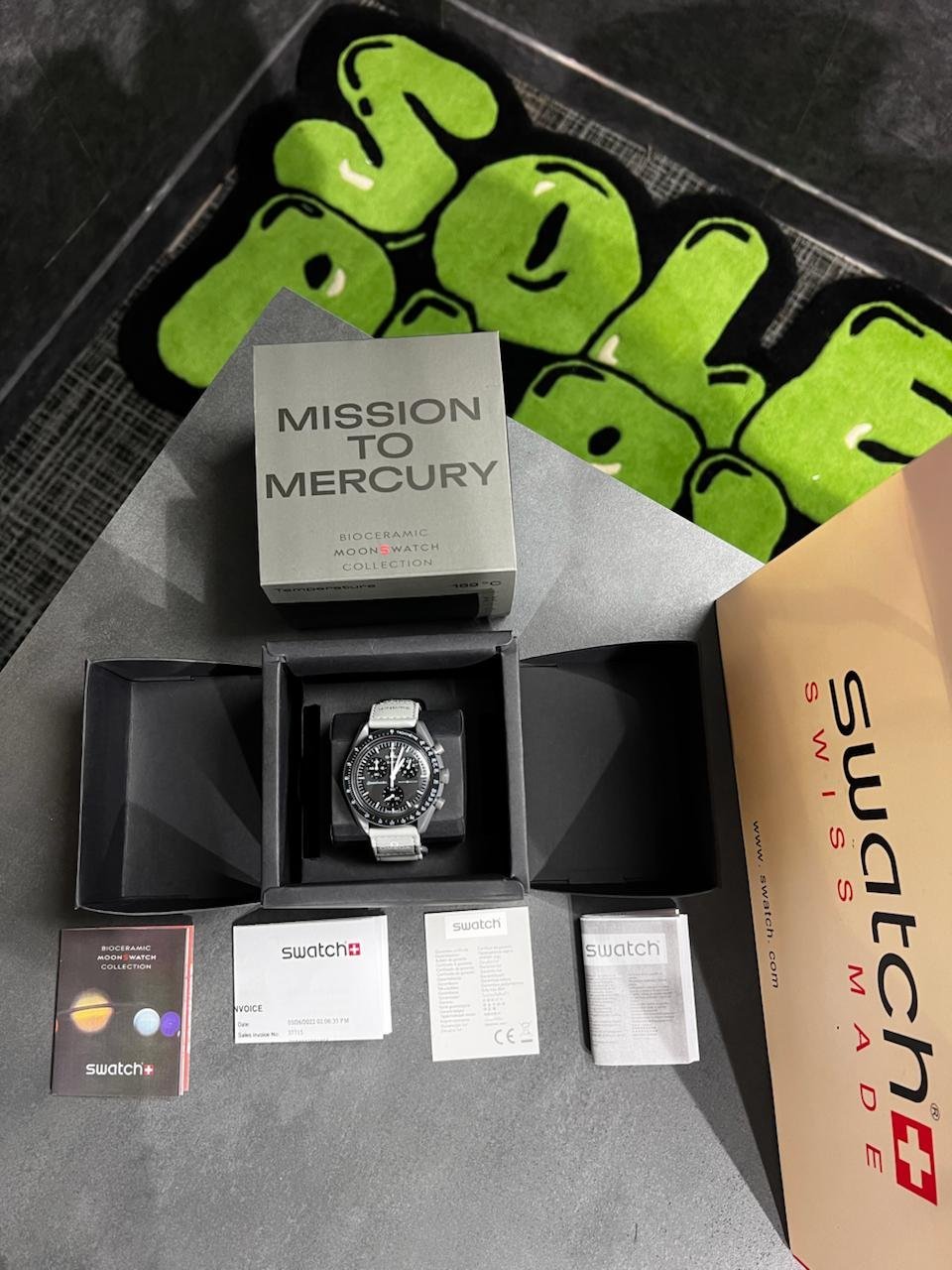 Swatch X Omega Bioceramic Moonswatch Mission To The Moon Mercury With Kit