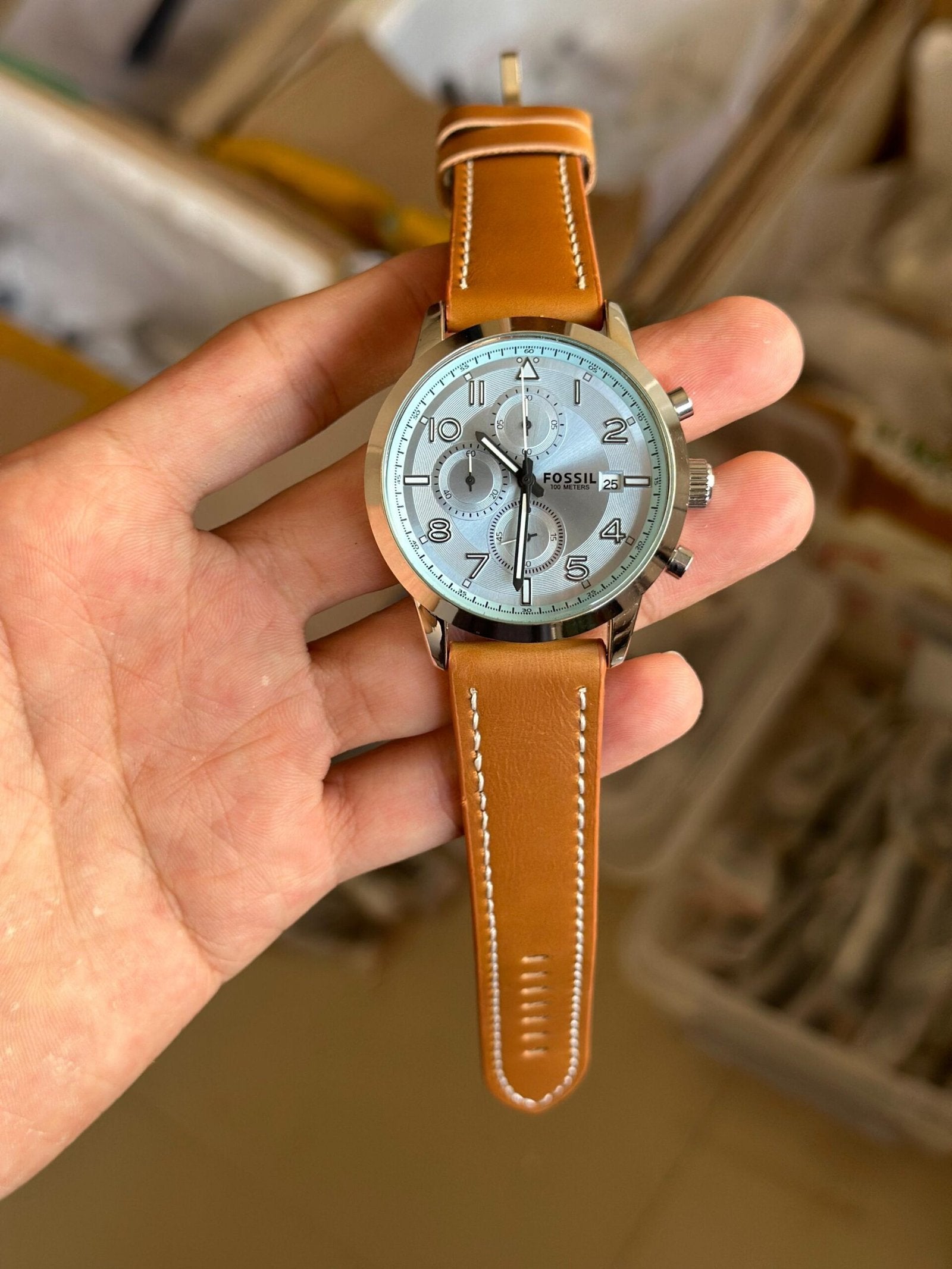 FOSSIL 100 METERS PREMIUM LETHER WRIST WATCH