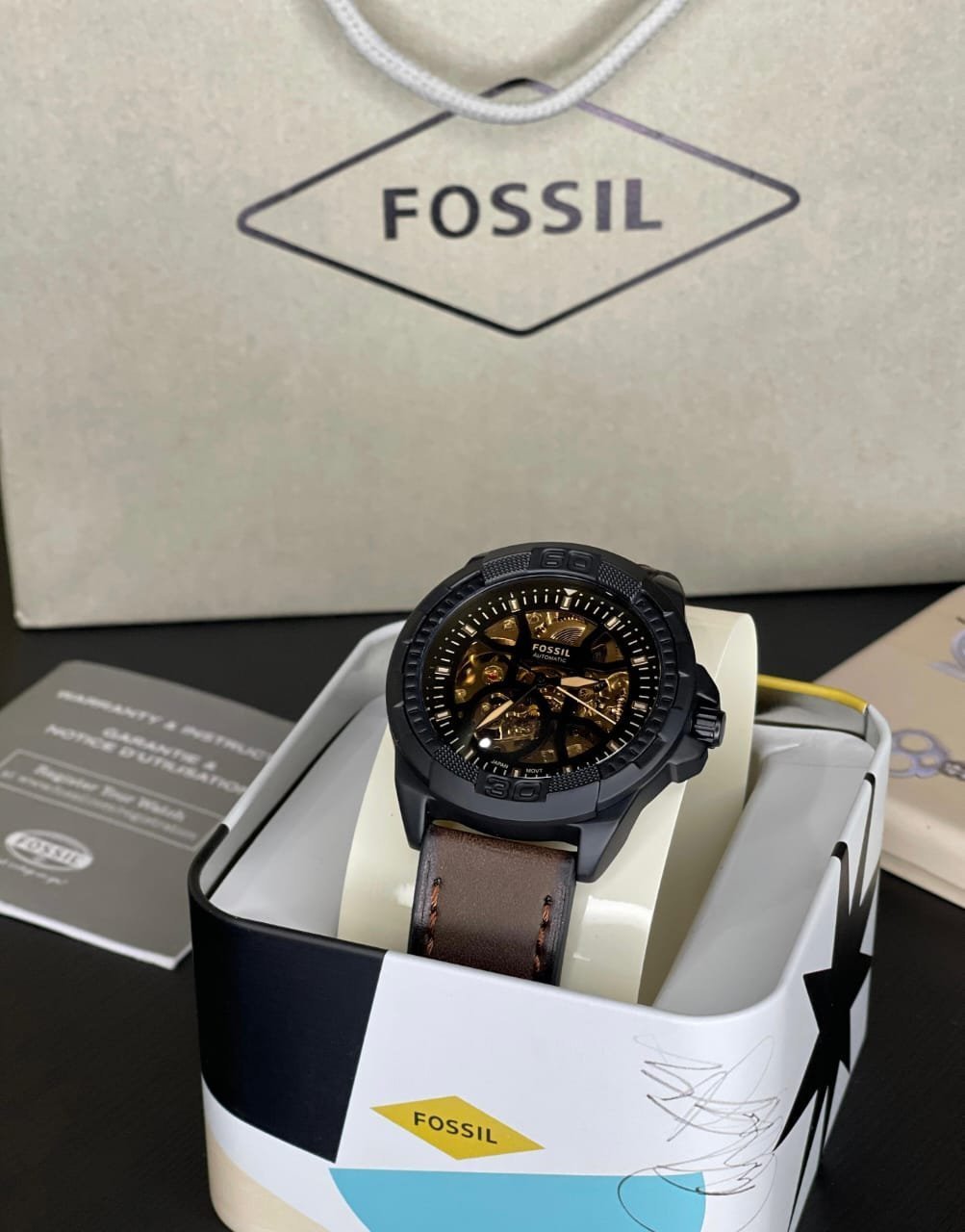 FOSSIL BRONSON AUTOMATIC (BROWN LITEHIDE) LEATHER WATCH