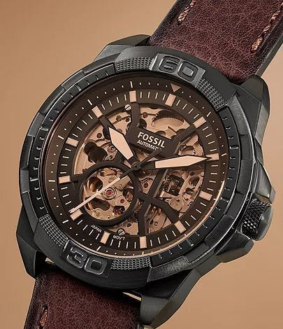 FOSSIL BRONSON AUTOMATIC (BROWN LITEHIDE) LEATHER WATCH