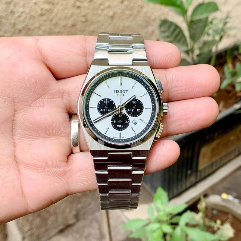 Tissot PRX T-Classic Chronograph White Dial Auto motion Metal Wrist  Watch