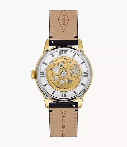 FOSSIL TOWNSMAN AUTOMATIC (BLACK/GOLDEN) AUTOMATIC LETHER WRIST WATCH