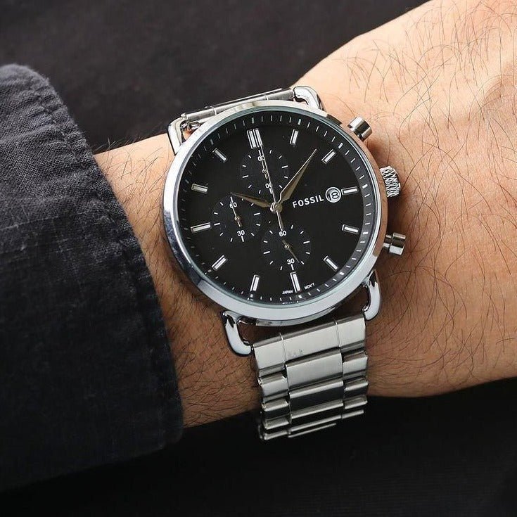FOSSIL COMMUTER STAINLESS STEEL PREMIUM WATCH SILVER