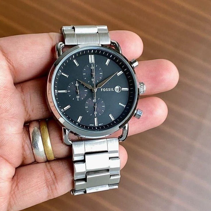 FOSSIL COMMUTER STAINLESS STEEL PREMIUM WATCH SILVER
