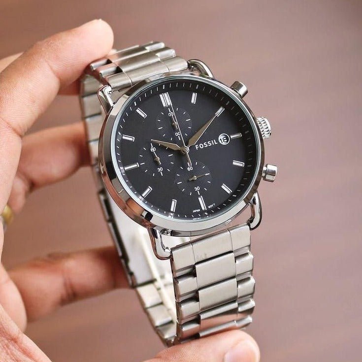 FOSSIL COMMUTER STAINLESS STEEL PREMIUM WATCH SILVER