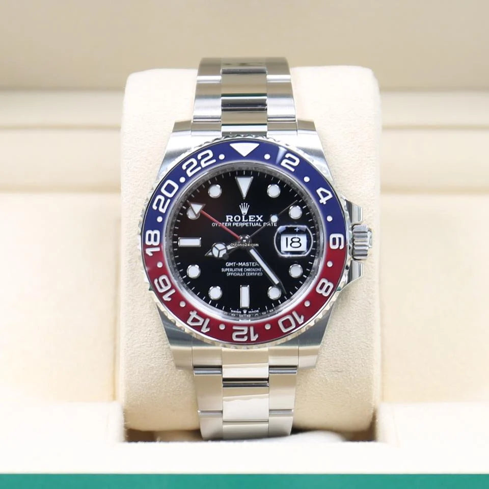 GMT-Master II red and blue Cerachrom bezel black dial