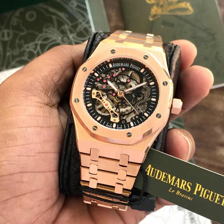 Audemars Piguet Royal Oak Double Balance Wheel Open worked Rose gold Skeleton Dial Automatic Mens Watch