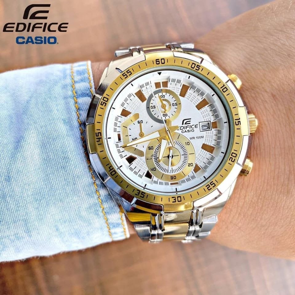 Edifice Silver Gold White Metal Watch
