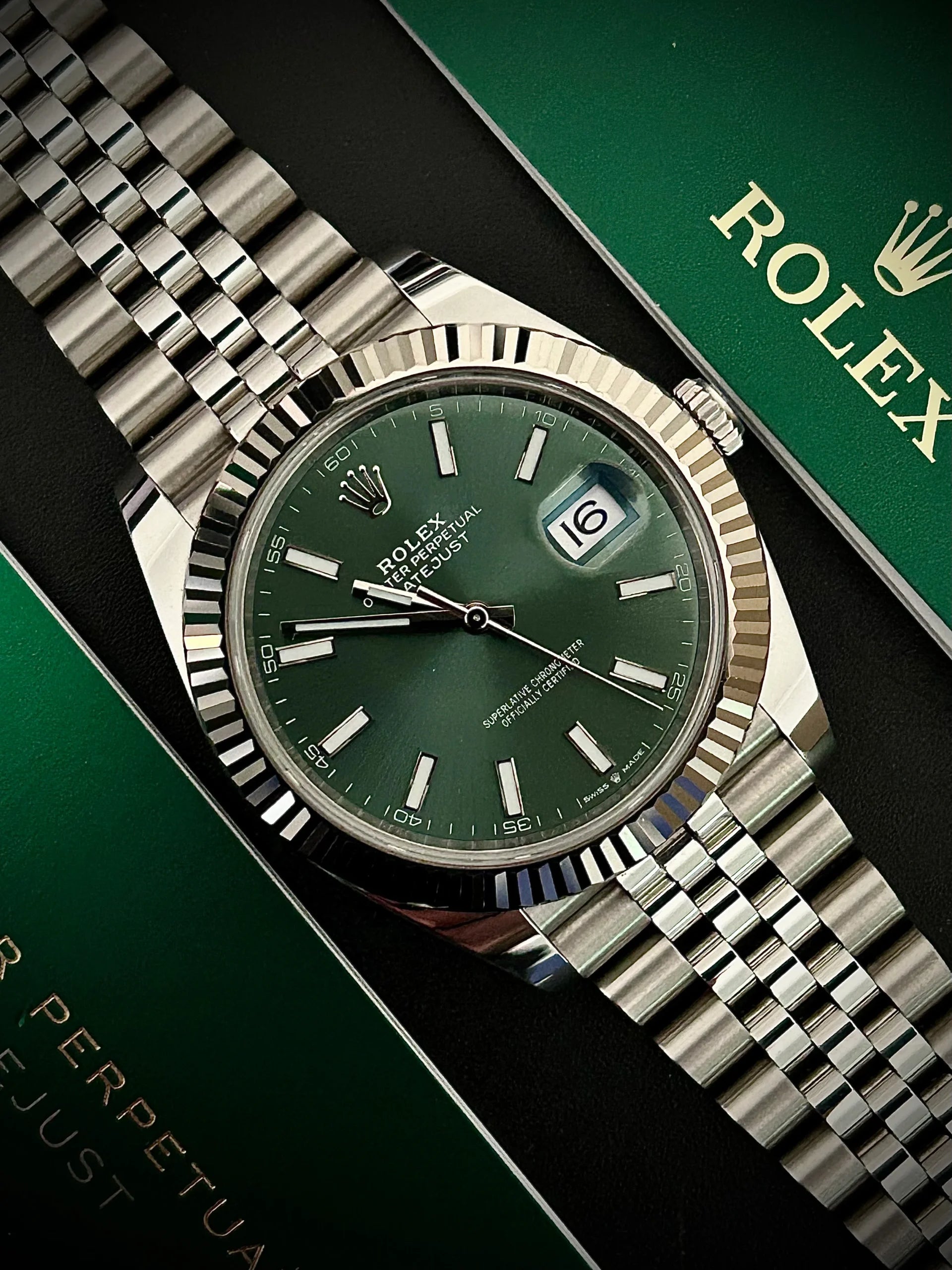 Rolex Date just 36 green dial
