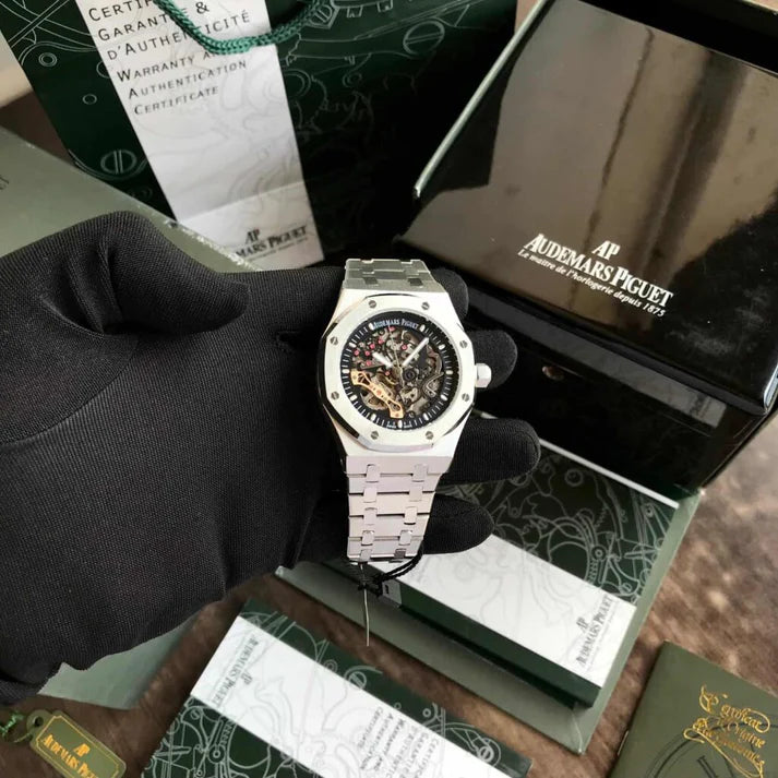 Audemars Piguet Royal Oak Double Balance Wheel Open worked Stainless steel Skeleton Dial Automatic Mens Watch