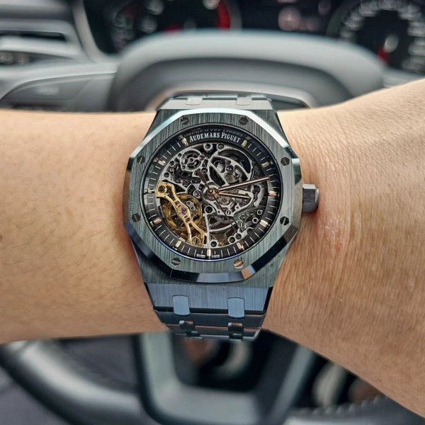 Audemars Piguet Royal Oak Double Balance Wheel Open worked black Skeleton Dial Automatic Mens Watch