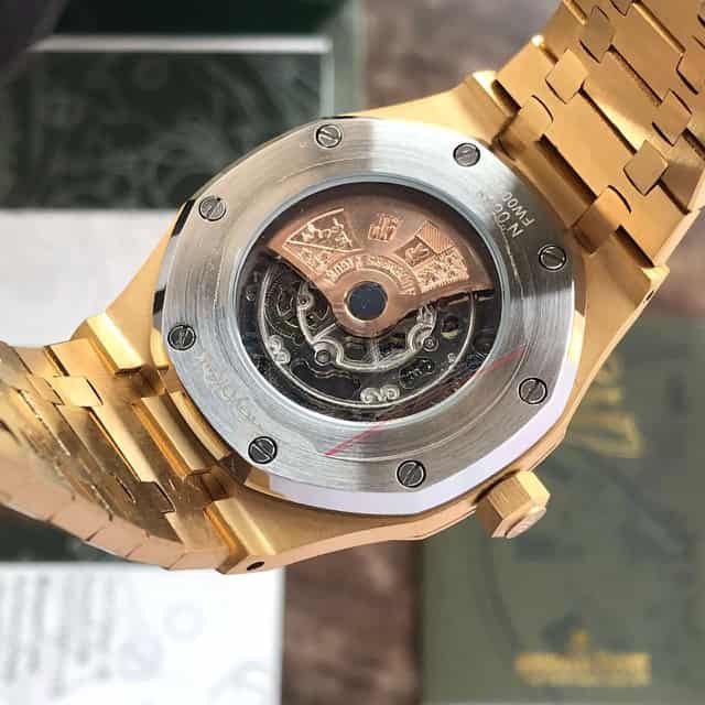Audemars Piguet Royal Oak Double Balance Wheel Open worked yellow gold Skeleton Dial Automatic Mens Watch