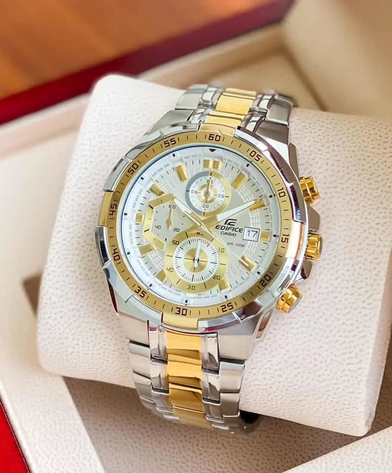 Edifice Silver Gold White Metal Watch
