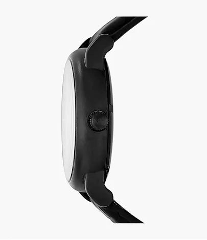 Armani Black Leather Automatic Watch