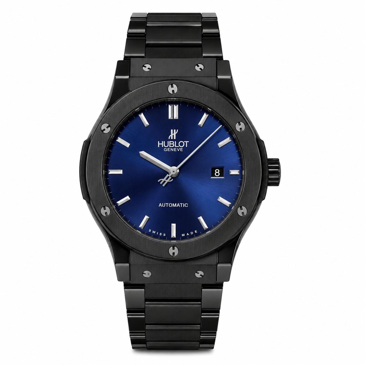 Hublot Automatic Japanese Machine watch (Black with Royal Blue Dial)