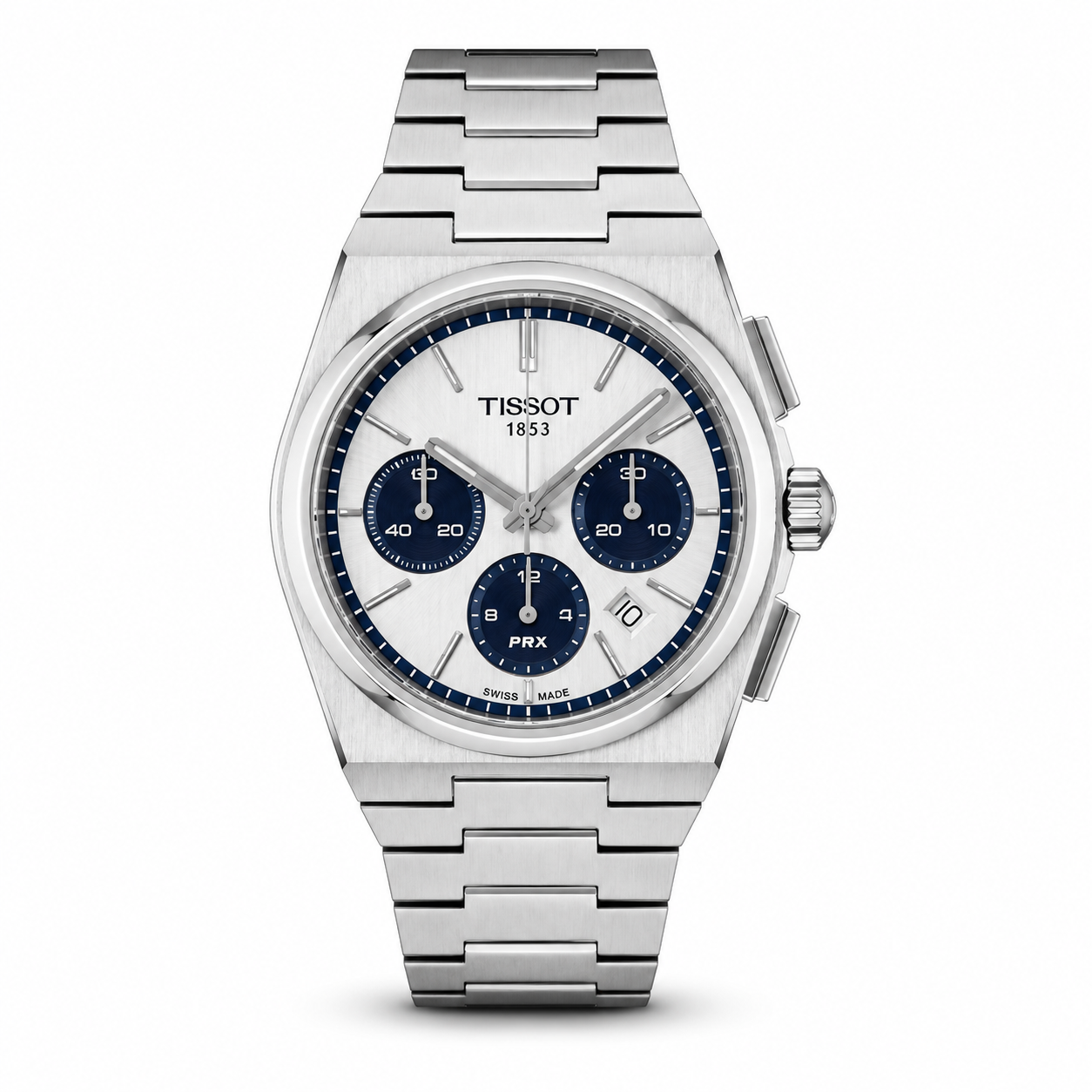 Tissot PRX T-Classic Chronograph White Dial Auto motion Metal Wrist  Watch