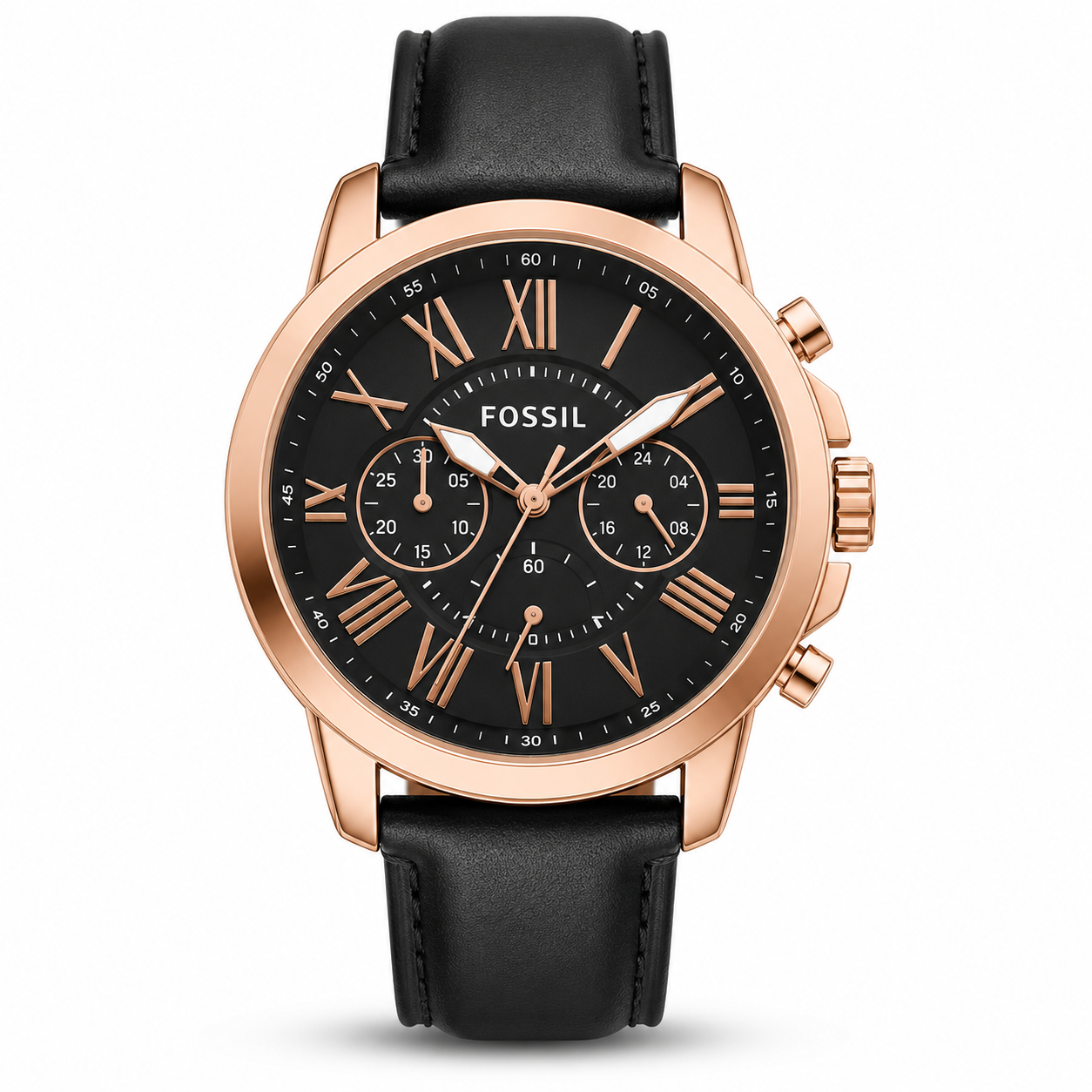 Fossil Grant Leather Belt Black Copper Watch