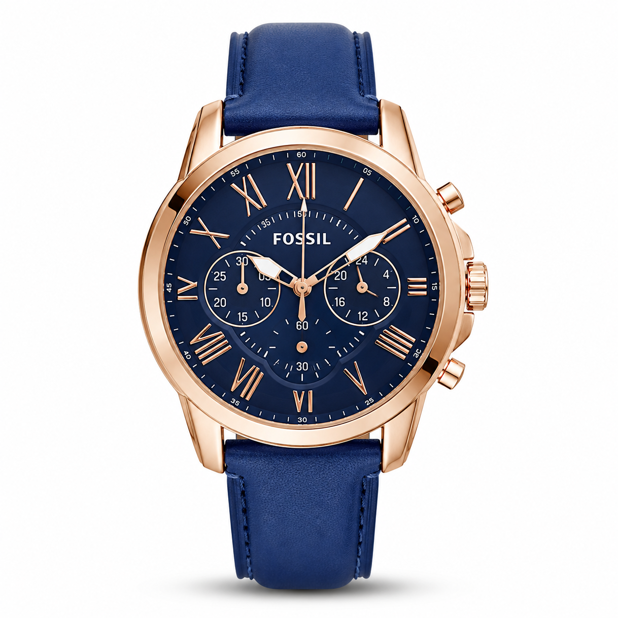 Fossil Grant Leather Belt Blue Copper Watch