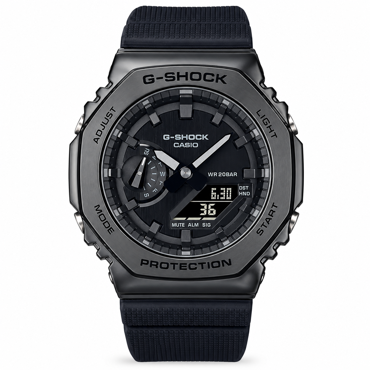 G-shock Gm 2100 Stainless Steel Black Dial Black Strap Watch