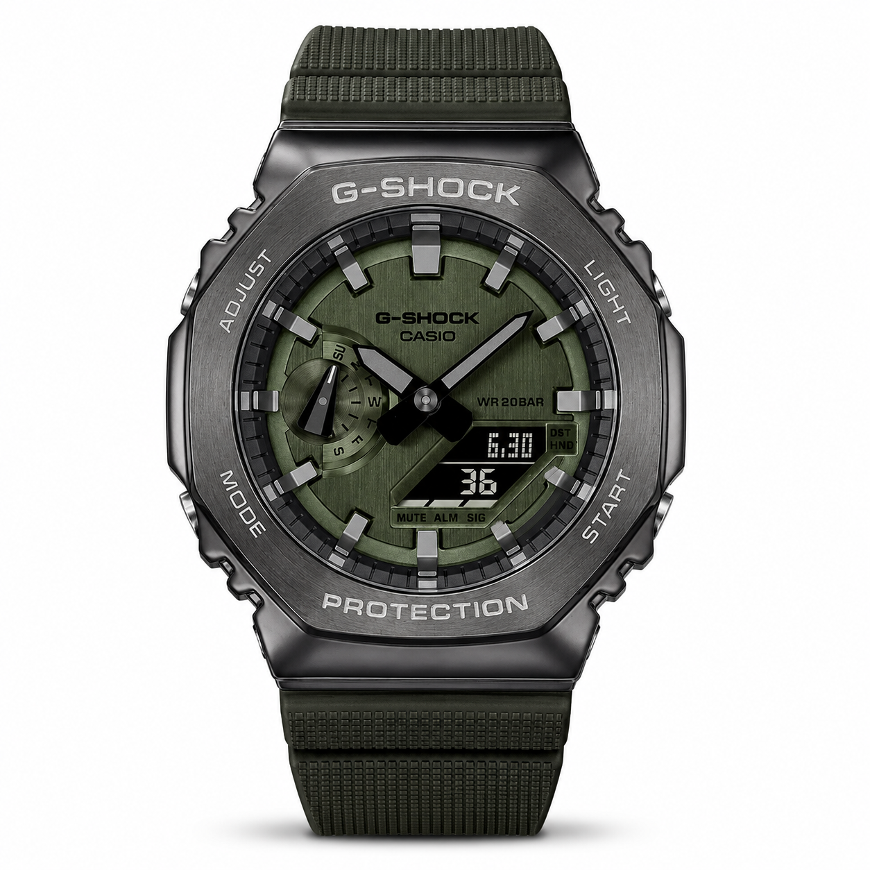 G-shock Gm 2100 Stainless Steel Green Strap Watch