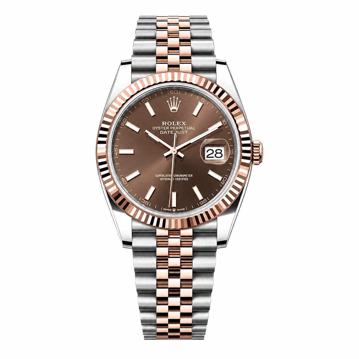 Rolex Date just 41 Two-Toned Rose Gold Stainless Steel Brown Dial