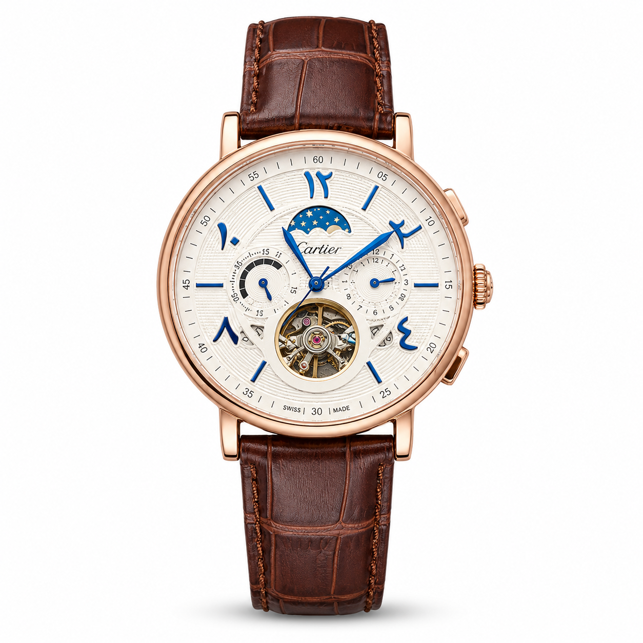 Cartier Leather Brown Automatic Watch D