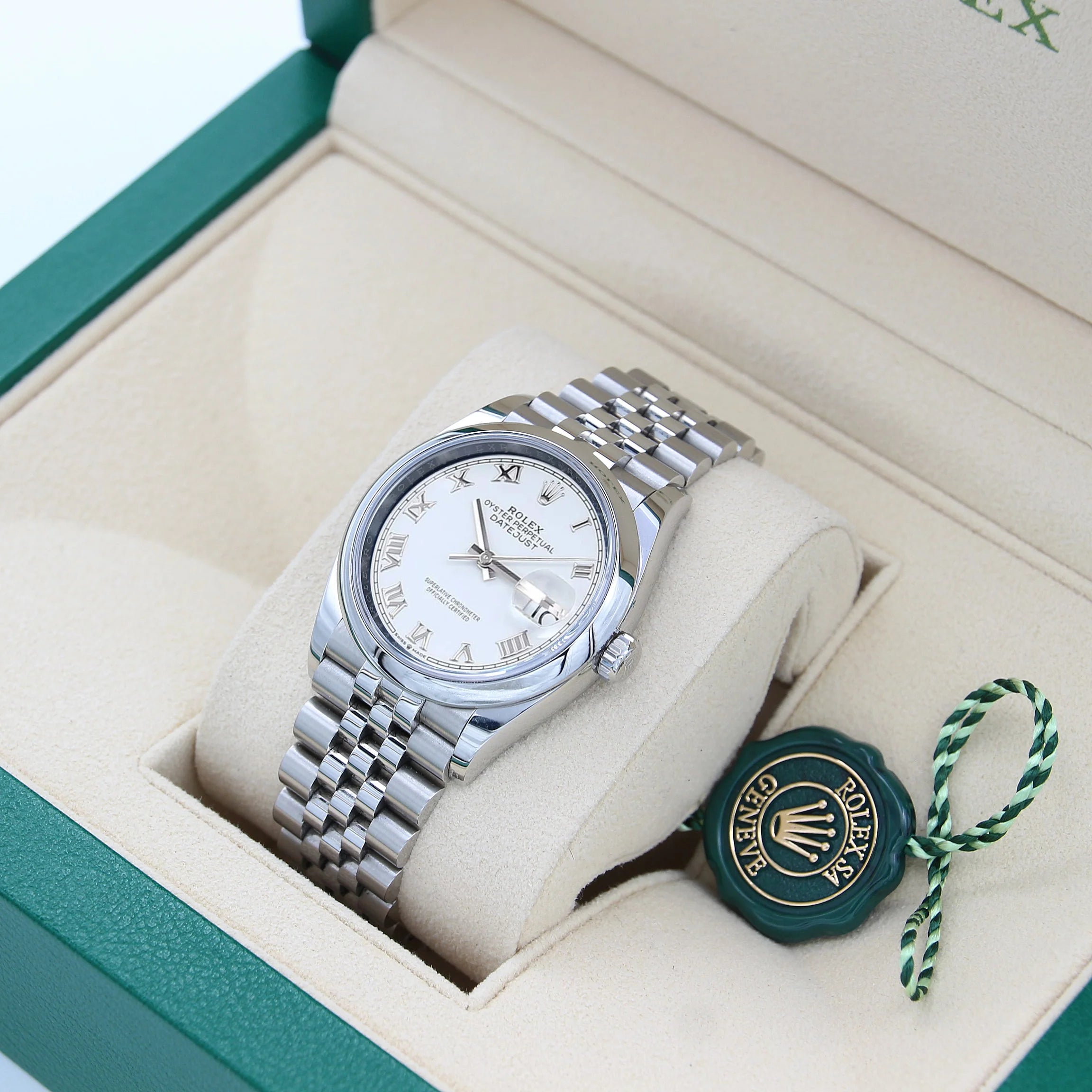 Rolex Date just 36 white dial